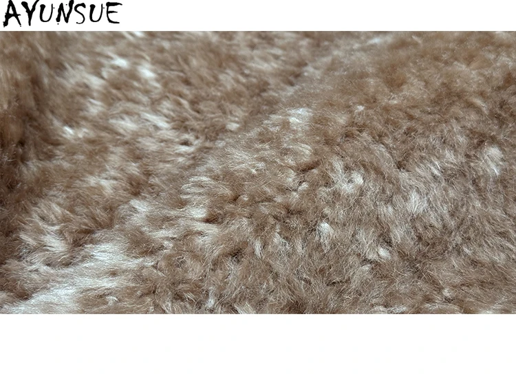 معطف فرو من جلد الغنم الطبيعي من AYUNSUE ملابس شتوية للنساء 2025 ملابس الشارع الشهير سترة من الجلد الطبيعي ميرينو امرأة جديدة في معاطف