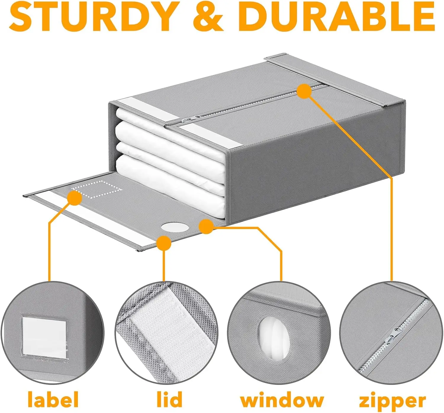 4 Pack Bed Sheet Organizers and Storage, Foldable Organizer for Linen Closet, Sheets Set Folder Keeper with Window XL (Queen & K view 6