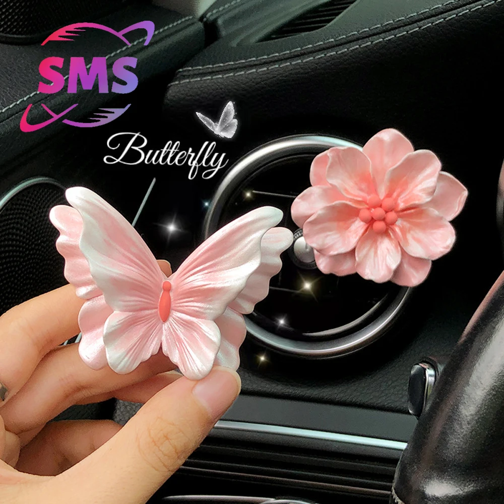 

Butterfly Love Flower Car Aromatherapy perfume car air outlet decoration flower, car interior decoration Ornament Diffuser stone