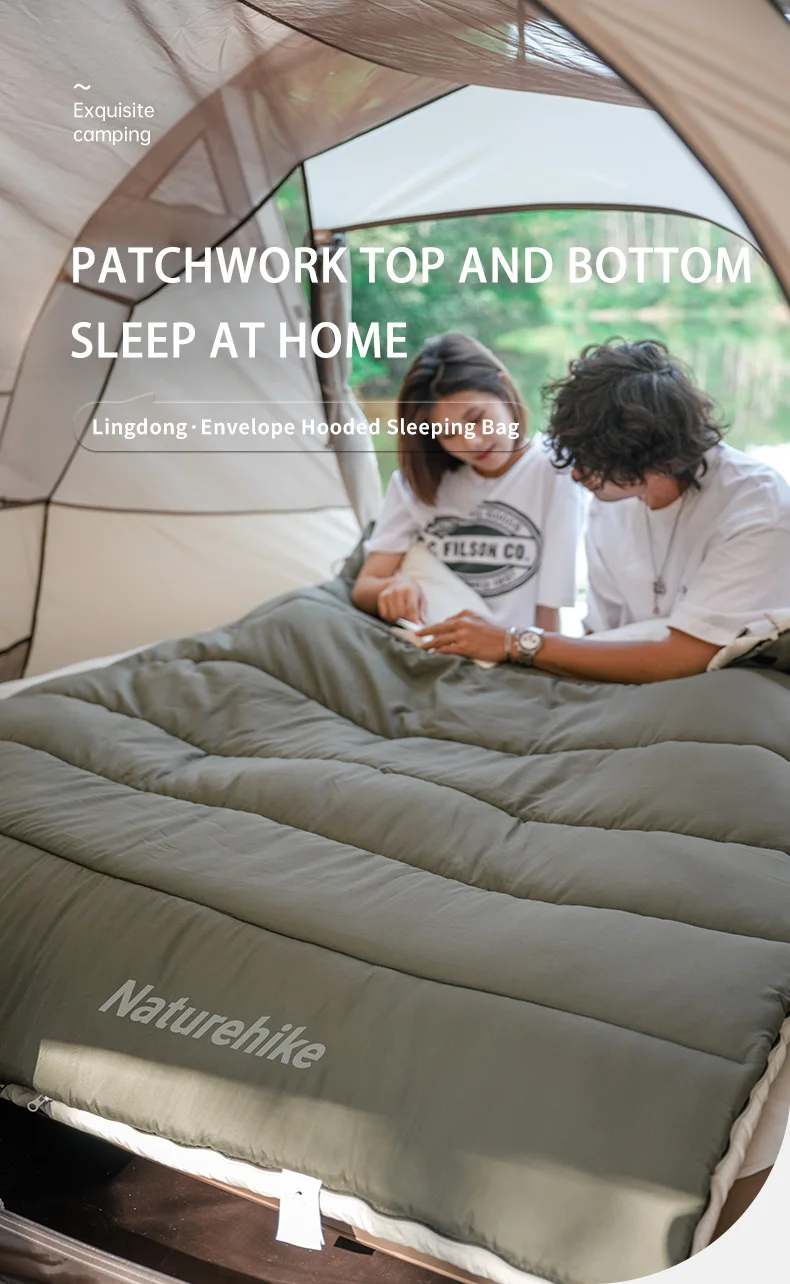 Naturehike 2026 Neuer Schlafsack mit Kapuze, Verbindbar, Doppelt Großer, Waschbarer Outdoor-Camping-Schlafsack – Detail 1