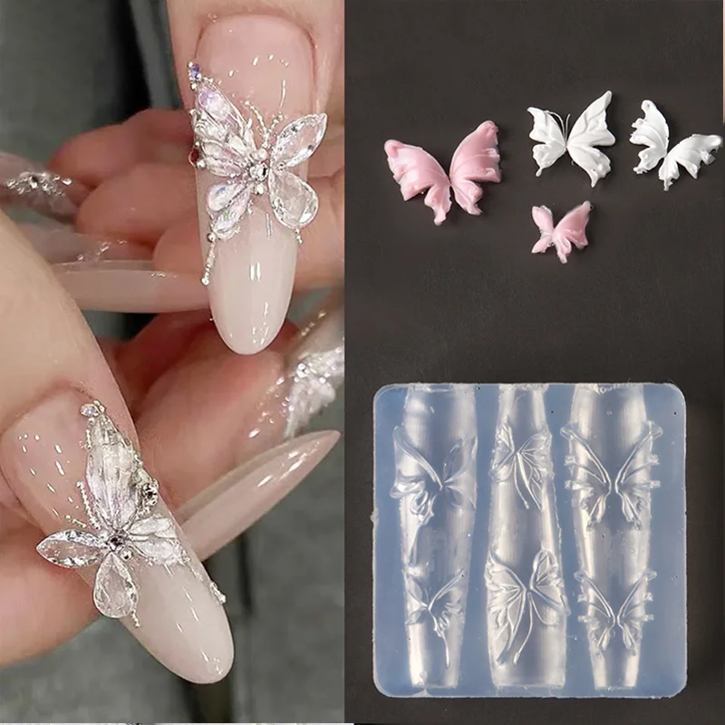 1 Stücke Schmetterlinge Multi-Designs 3D Carving Silikon Nagelform DIY Design Silikon Nail art Nägel Werkzeug