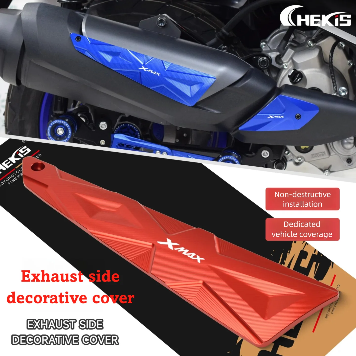 

Chekis подходит для Yamaha Xmax250/300 V3 2025 года, модифицированная декоративная крышка выхлопной трубы, боковая крышка для предотвращения столкновений выхлопной системы, декоративный кронштейн из алюминиевого сплава