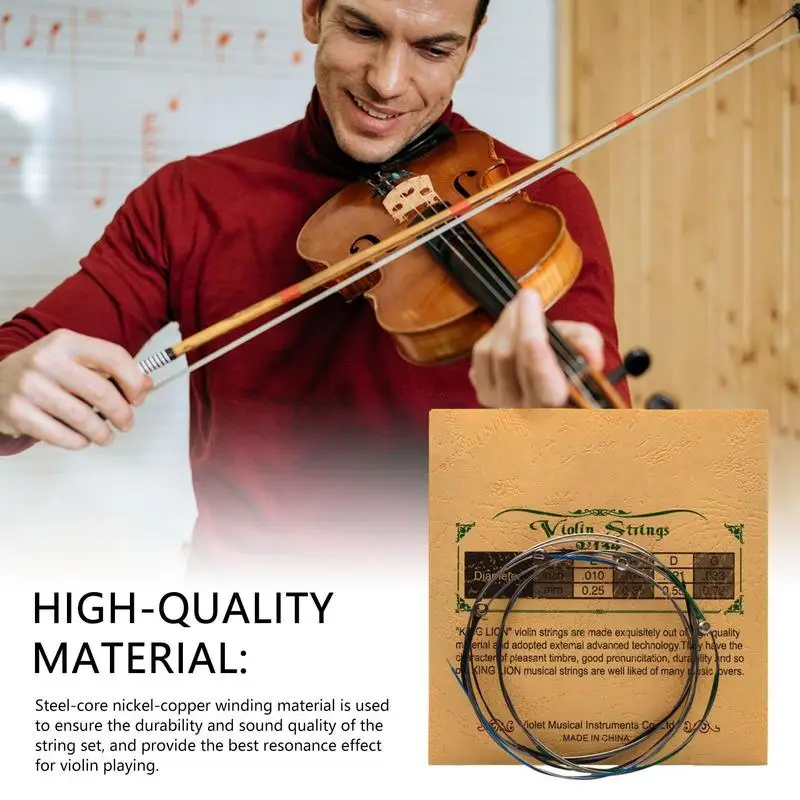 Fiddle Strings Steel Core Violin Strings Rich Tone Handcrafted Fiddle Replacement Strings For All Levels