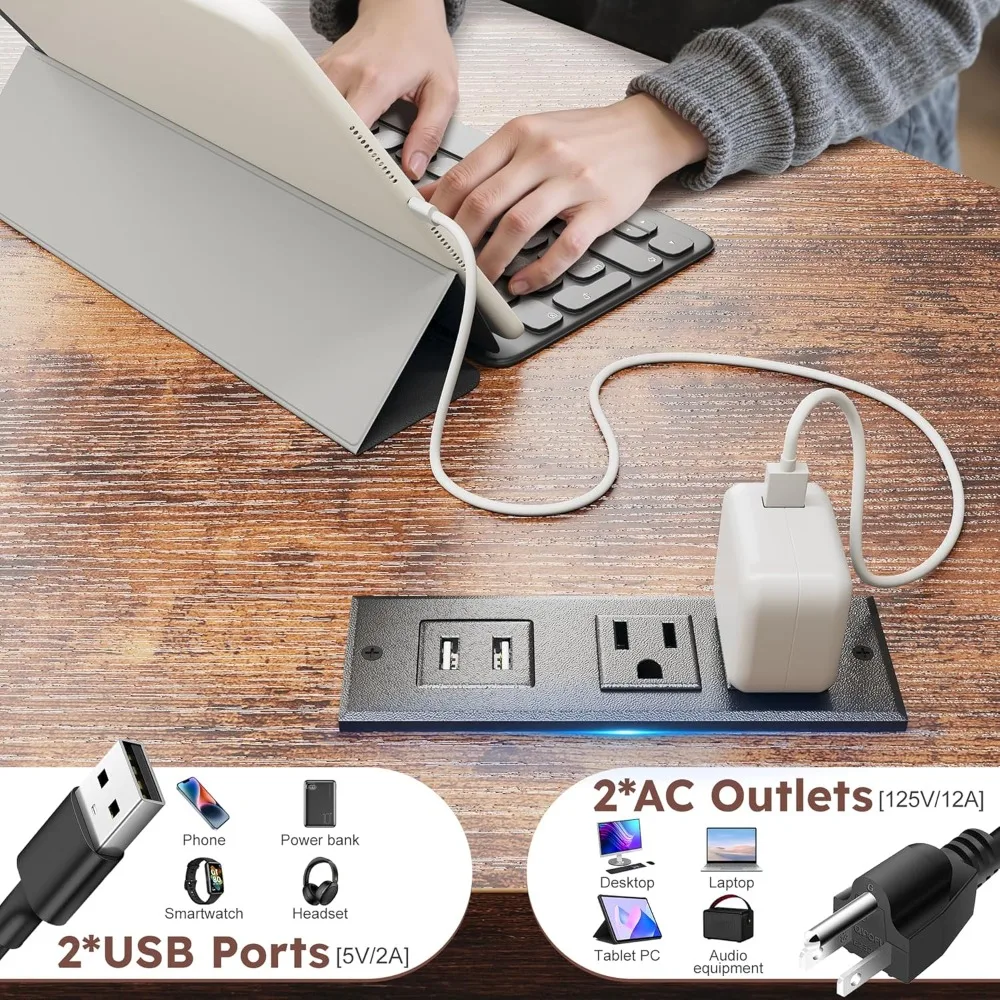 Biurko narożne, 90 cm szer. x 160 cm wys., małe biurko komputerowe i biurko biurowe z półką i oświetleniem LED, biurko gamingowe z szufladami i półkami