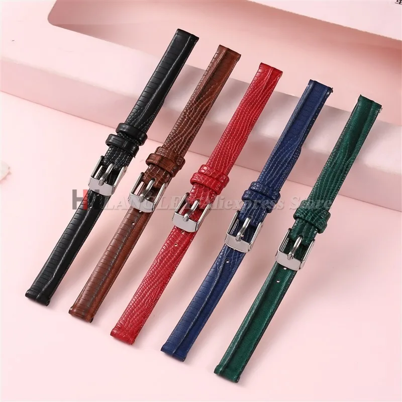 8 مللي متر 10 مللي متر 12 مللي متر 14 مللي متر 16 مللي متر سحلية نمط لينة حزام من الجلد رقيقة جدا حزام المعصم مقاوم للماء سليم المرأة سوار ل ساعة ذكية