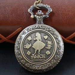 Bronze Fairy Tale Girl Pattern Steampunk Quartz Pocket Pocket Watch for Men and Women Universal Decorative Jewelry Necklace Gift