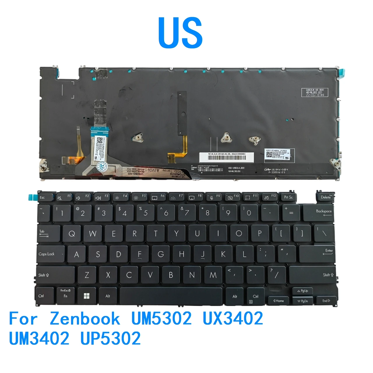 New US Language  Backlit Keyboard For ASUS Zenbook UM5302 UX3402 UM3402 UP5302 Notebook PC Replacement Keyboard