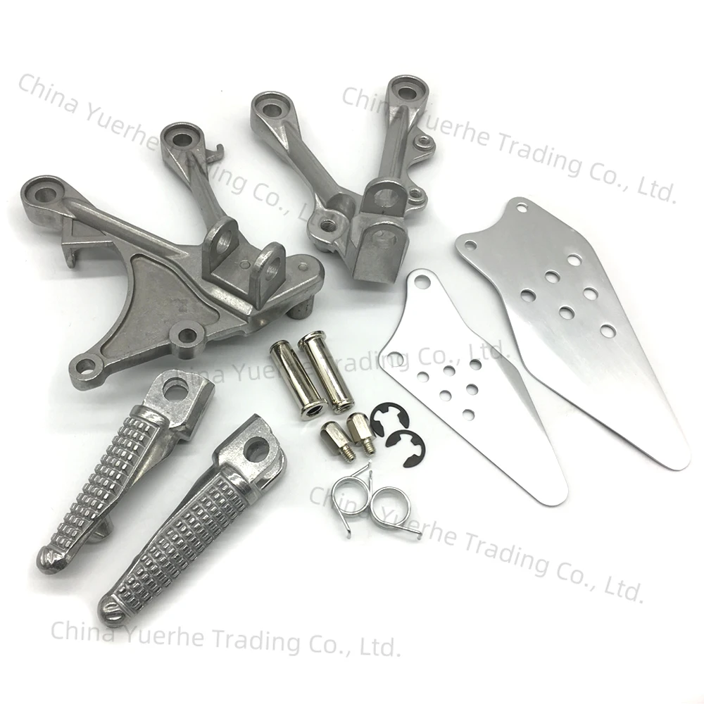 

Мотоциклетные серебряные передние подножки для водителя, кронштейн для подставки для ног, подходит для Kawasaki Ninja ZX6R 2005-2008 ZX636 2005-2006