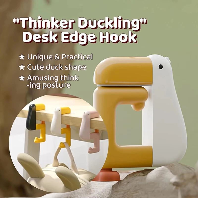 1/3/5Pcs Thinking Duck School Bag Hanging Hook Portable Adjustable Desk Side Bag Hanger For Office Home Table Storage Use Holder