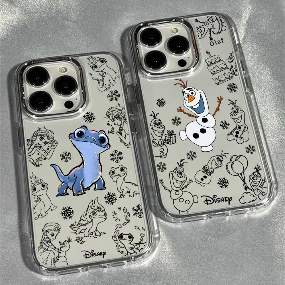 

Frozen Cute Anime Phone Case For Apple iPhone 17 AIR 16E 15 14 13 12 11 Pro Max Plus Transparent Soft Cover