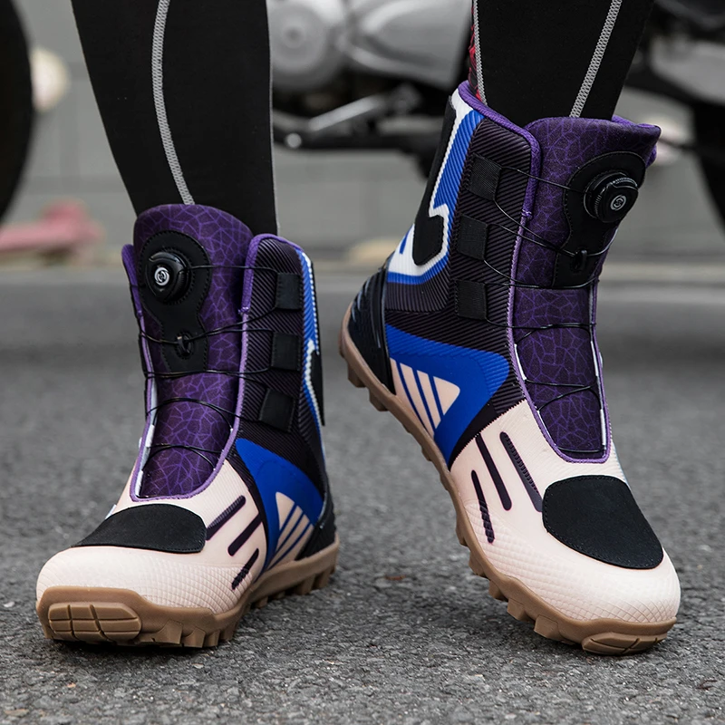 أحذية ركوب الدراجات الواقية للدراجات النارية للرجال للفصول الأربعة، أحذية ركوب الخيل العصرية المقاومة للاهتراء ومضادة للانزلاق وقابلة للتنفس على الطرق الوعرة #5