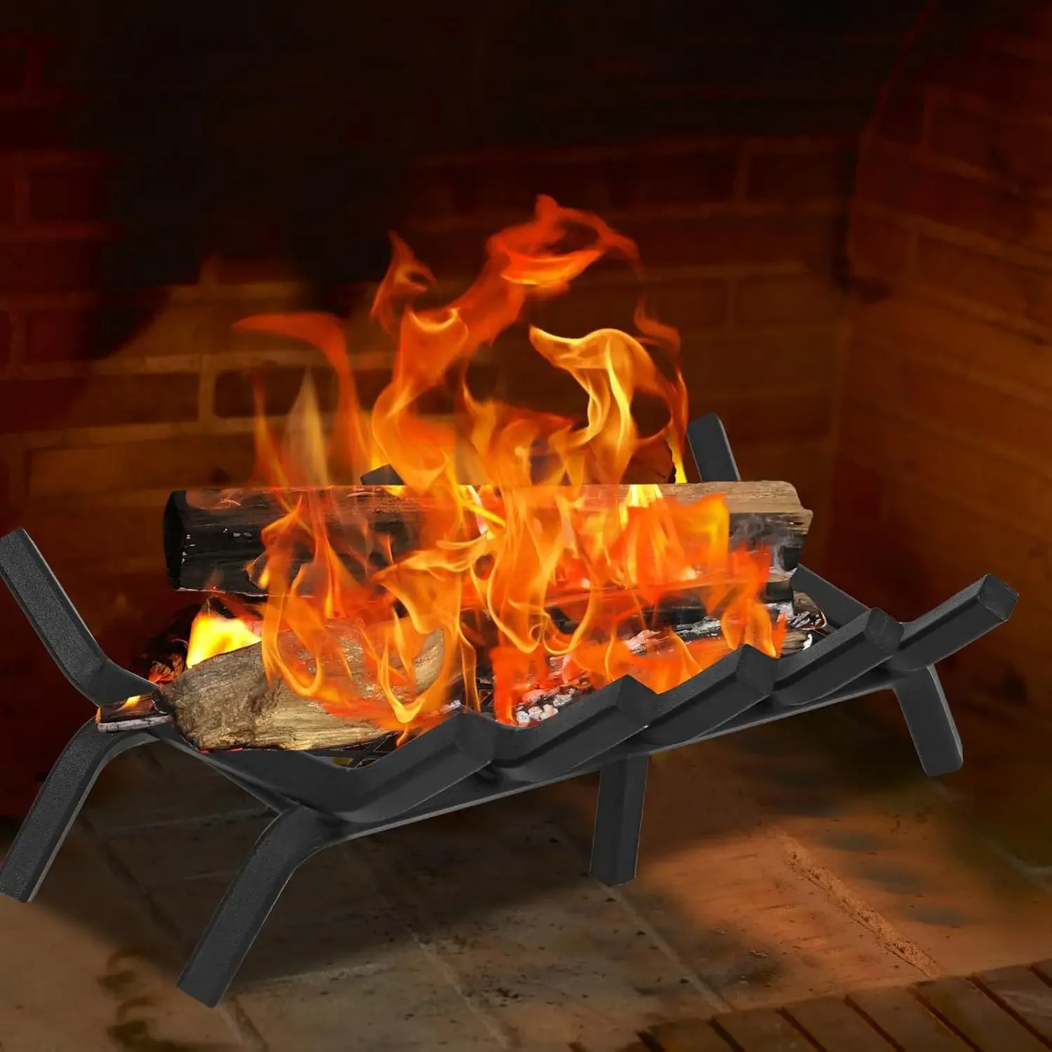Chimney Furnace Wood Furnace Burning Rack Bracket Fireplace Rack Bracket Metal Outdoor Heating Wrought Iron Firewood Rac