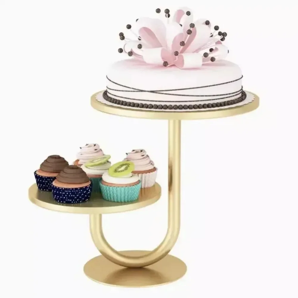 10/8 Inch Gold Cake Stand 2 Tier Round Cupcake Stand for Family Parties Wedding Birthday Party Dessert Tray Pie Plates