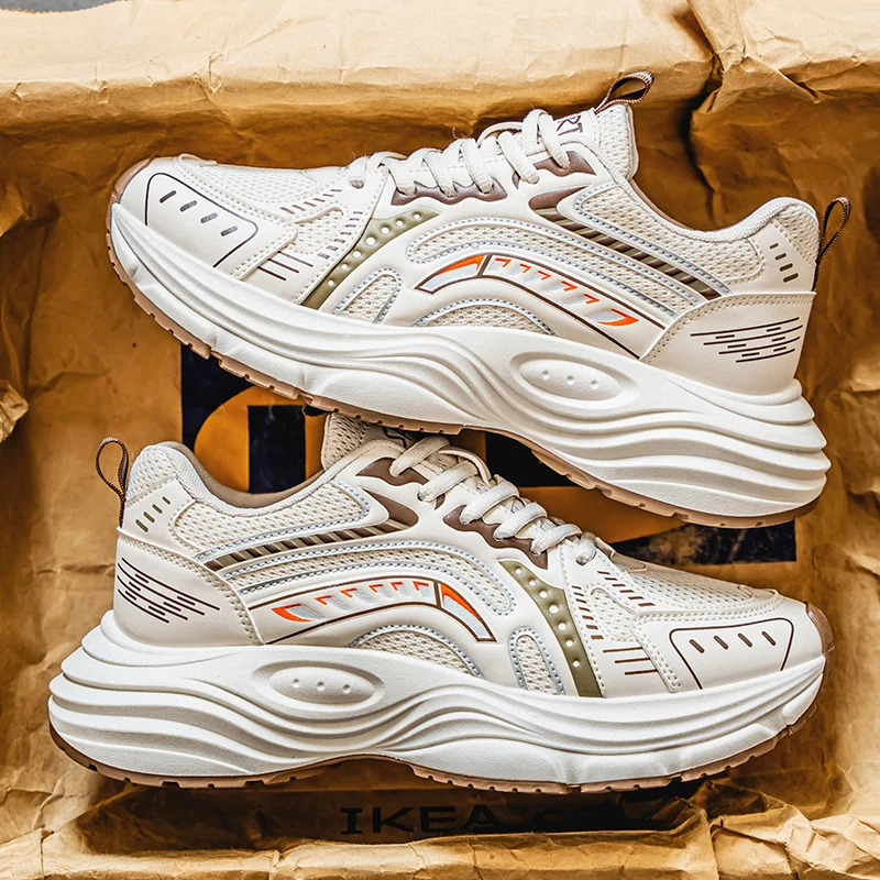 

Мужская повседневная спортивная обувь - дышащая сетка, уличный стиль для папы, весна-лето, модная модная мода на шнуровке - трендовые цвета, дизайн