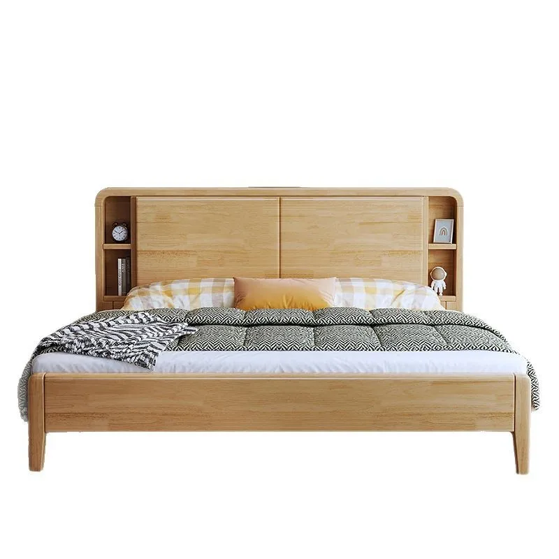 

1.8 meters master bedroom double, high box storage bed, Nordic home 1.5 wedding bed, homestay apartment solid wood