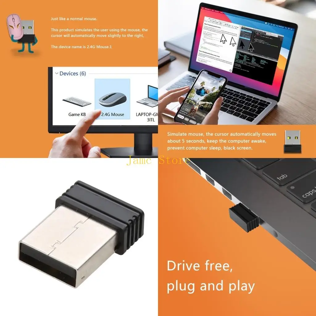 LX0B Mouse Shaker Device USB Mouse Jiggler Keep Compute/PC/Laptop Awake Driver-Free