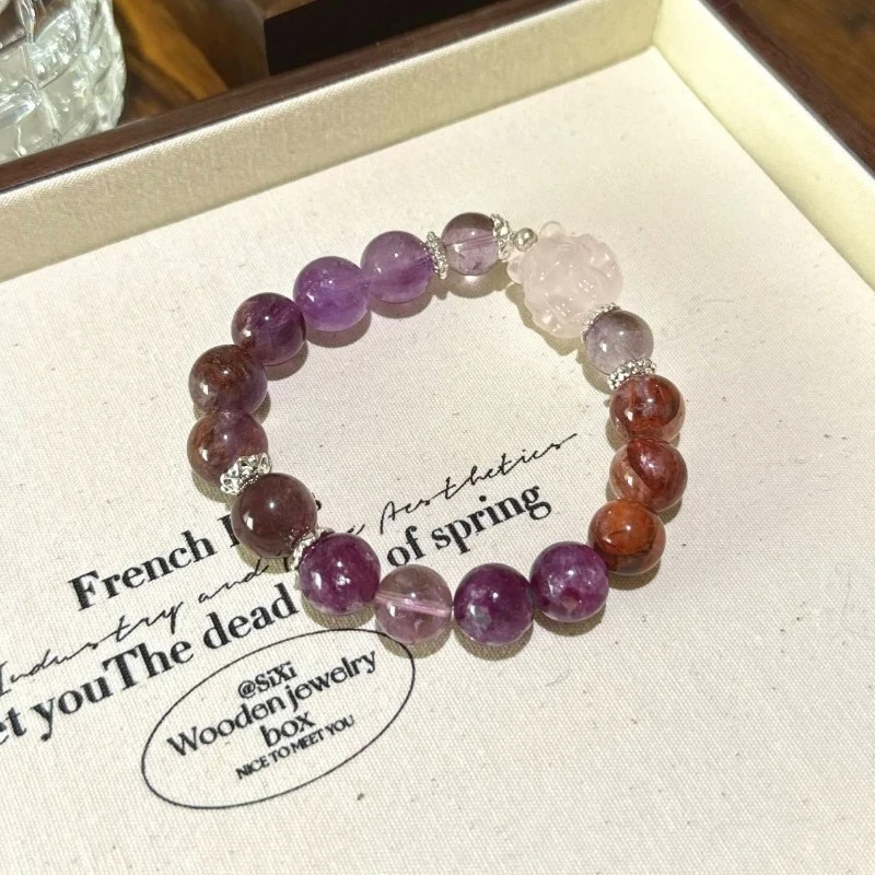 

Reiki Healing Stone Purple Duobao Powder Crystal Nine-tailed Fox Bracelet Natural Crystal Crafts Beads Bracelets