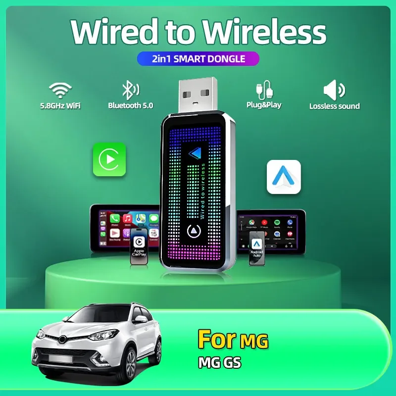 

2025 NEW 2-in-1 Wireless CarPlay Android Auto Wireless Adapter Smart Mini Box Plug And Play WiFi Fast Connect For MG GS