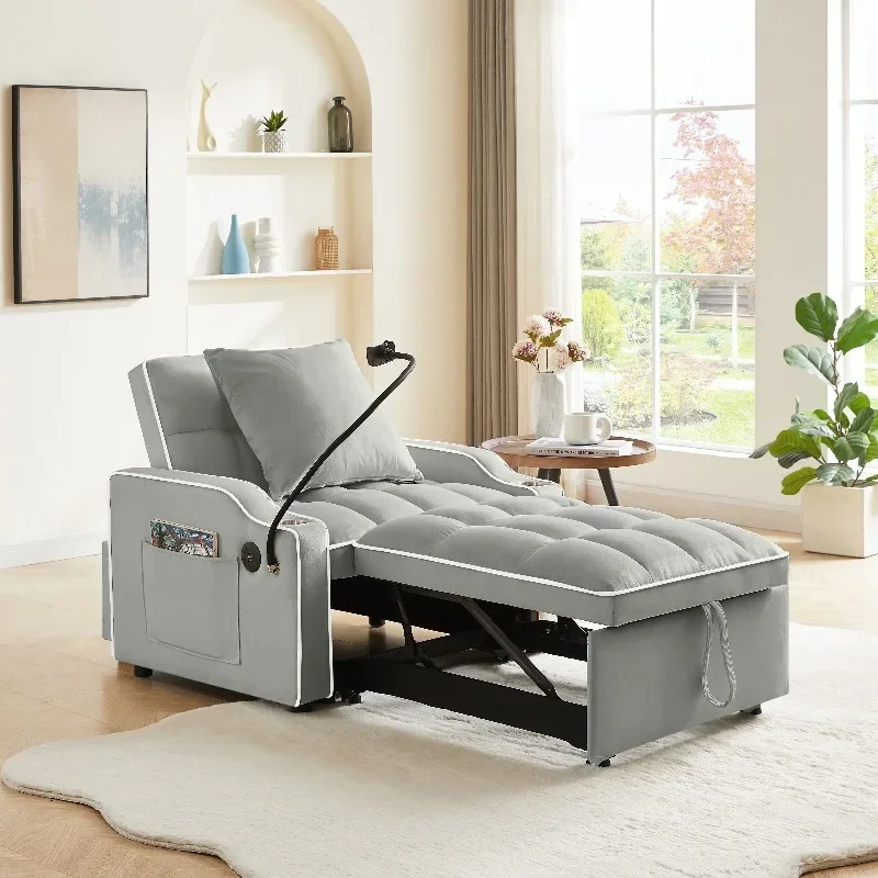 DB 3-in-1 convertible couch sofa bed, adjustable pull-up multi-pocket folding furniture accessories