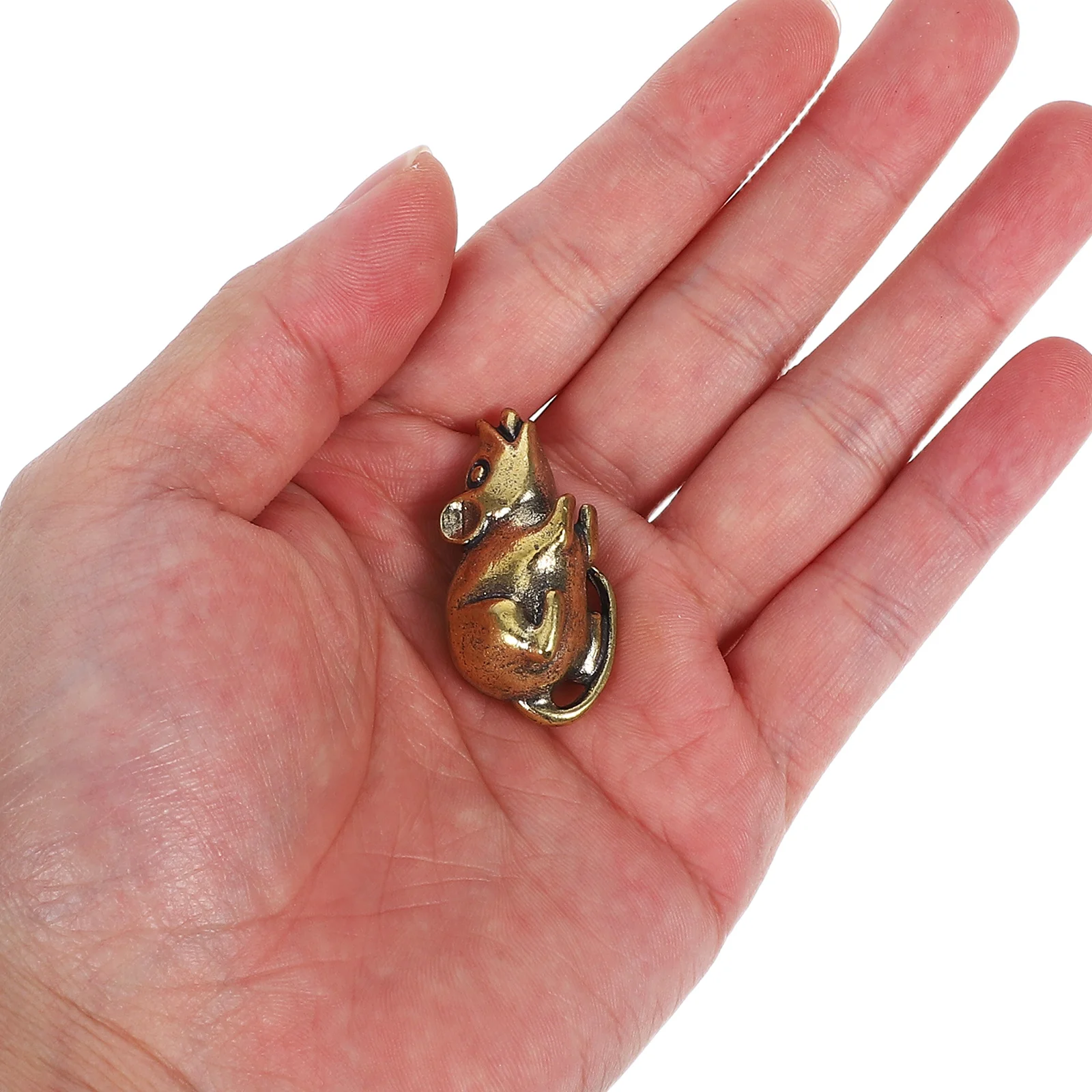 

Brass Mouse Sculpture Vintage Chinese Zodiac Rat Decorative Desktop Ornament Small Metal Art for Office Home Shelf Display