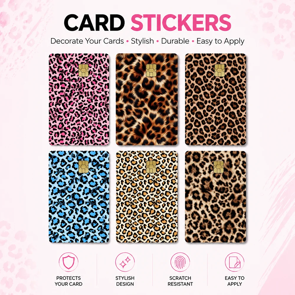 Premium Leopard Print Card Sticker Set Waterproof PVC Bank Card Skin Cover Stylish Credit Card Protection Decal Skin Gifts