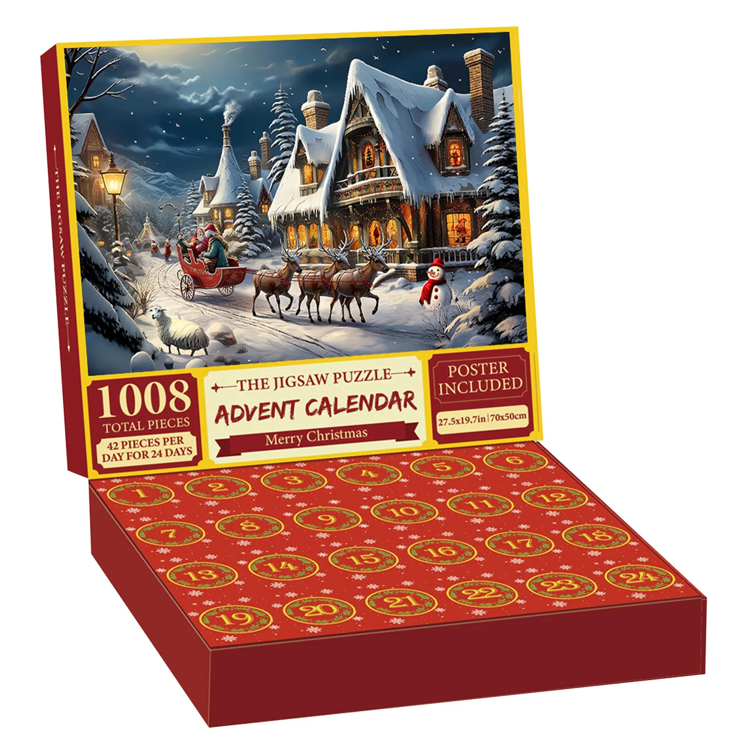 100.8 Teile Adventskalender-Puzzles für Erwachsene und Kinder, Heimdekoration, Spiel, Familienspaß, Weihnachten, 24 Tage Countdown, Lernspielzeug