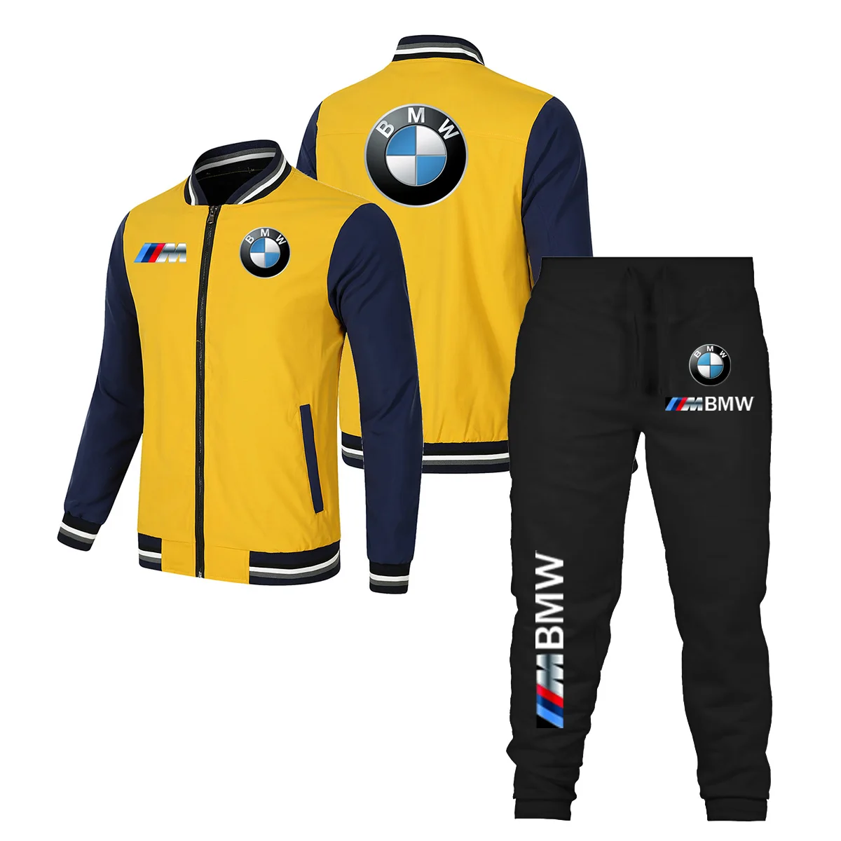 BMW 2025 New Baseball Suit Set Jacket+Pants Combination BMW 2D Printed Tashionable Riding Jacket Color Blocked Motorcycle Jacket