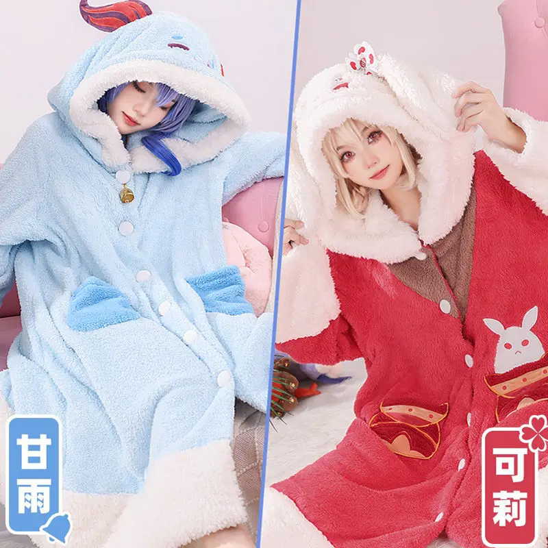 

Anime Genshin Impact Alhaitham Wriothesley Ganyu Kaeya Diluc Klee Cosplay Cartoon Student Night-robe Nightgown Fluffy Loungewear