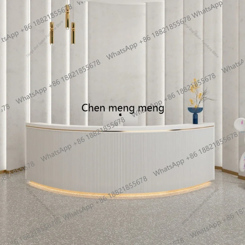

EE182 Modern Arc Cashier Counter Nordic Cream Style Beauty Salon Medical Beauty Reception Desk Luxury Office Furniture