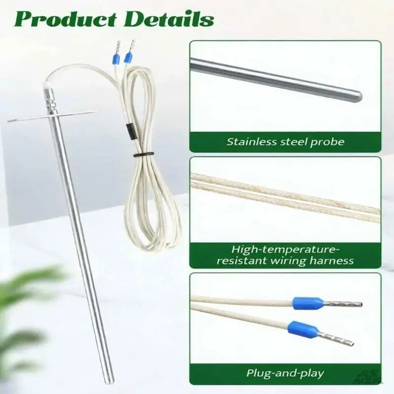 E8BD ZGRTD1 Grill Temperature Probe with Insulated Two-Wire Leads and Pin Terminals