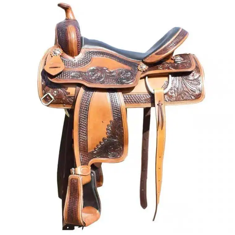 Imported Leather Endurance Western Saddle, Carved Pure Leather Western Saddle, Wild Riding Saddle Full Set Manufacturer