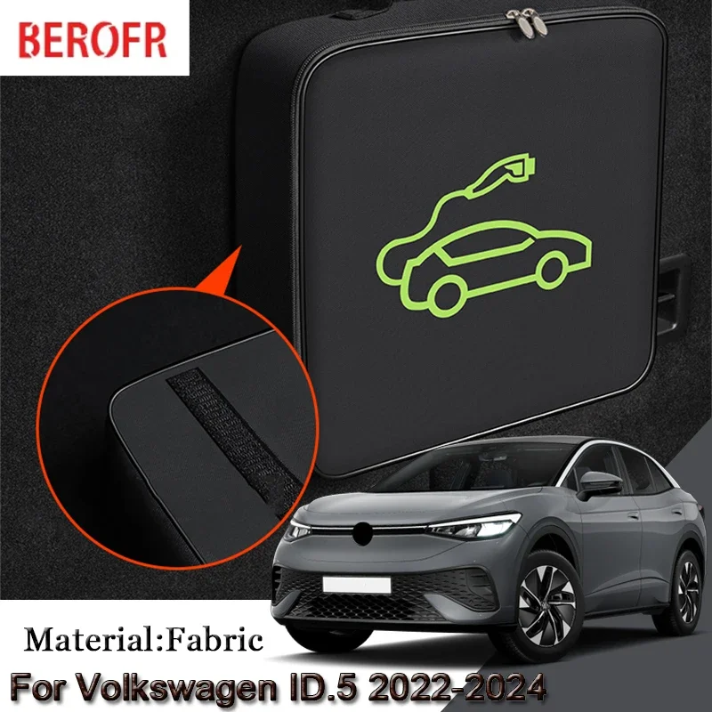 EV Car Charging Cable Storage Carry Bag For Volkswagen ID.5 ID5 2022-2023 2024 Charger Plugs Sockets Waterproof Fire Retardant