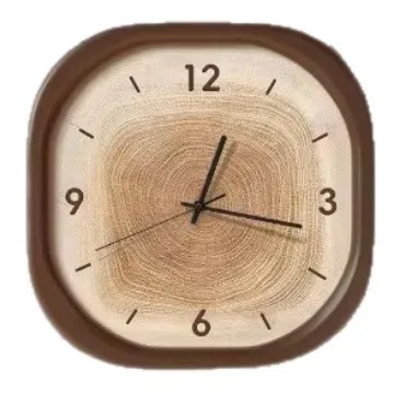Wall clock living room home clock simple wood grain wall hanging personalized clock silent atmosphere fashion