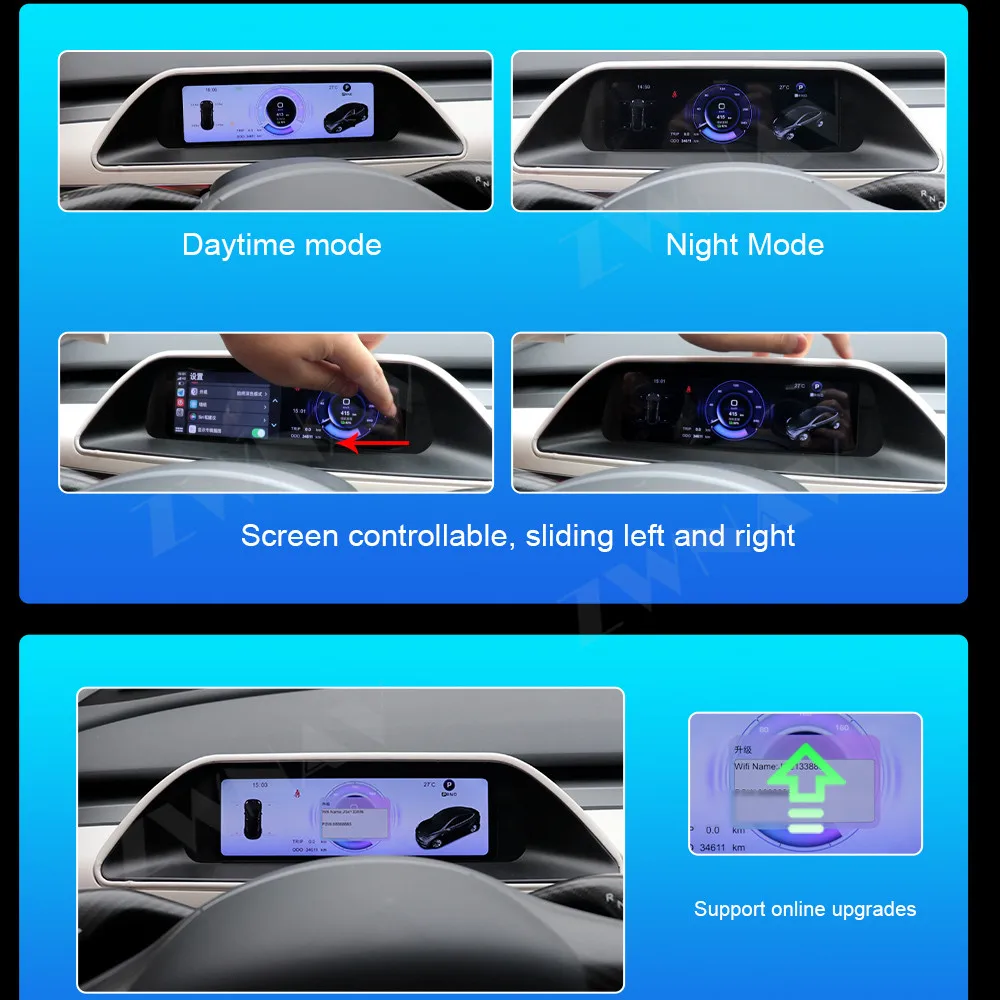 Per Tesla Model 3 Y Android Car Virtual Instrument Digital Cluster LCD Dashboard Display navigazione GPS per Tesla Car