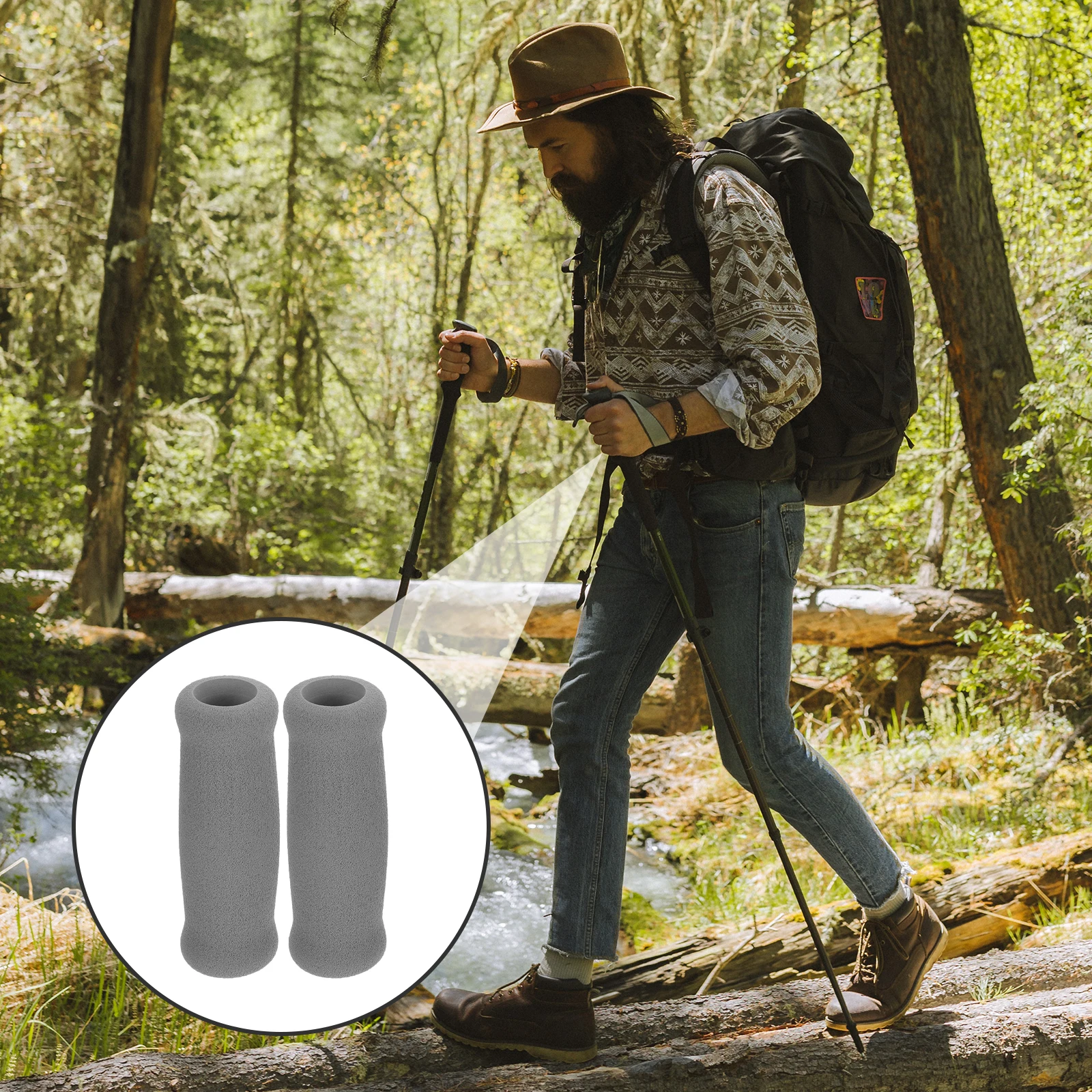 4 قطعة مقبض قصب المشي قبضة رشاقته عدم الانزلاق لعصي العكاز كبار السن كرسي يده سلال التنزه التخييم اكسسوارات #3