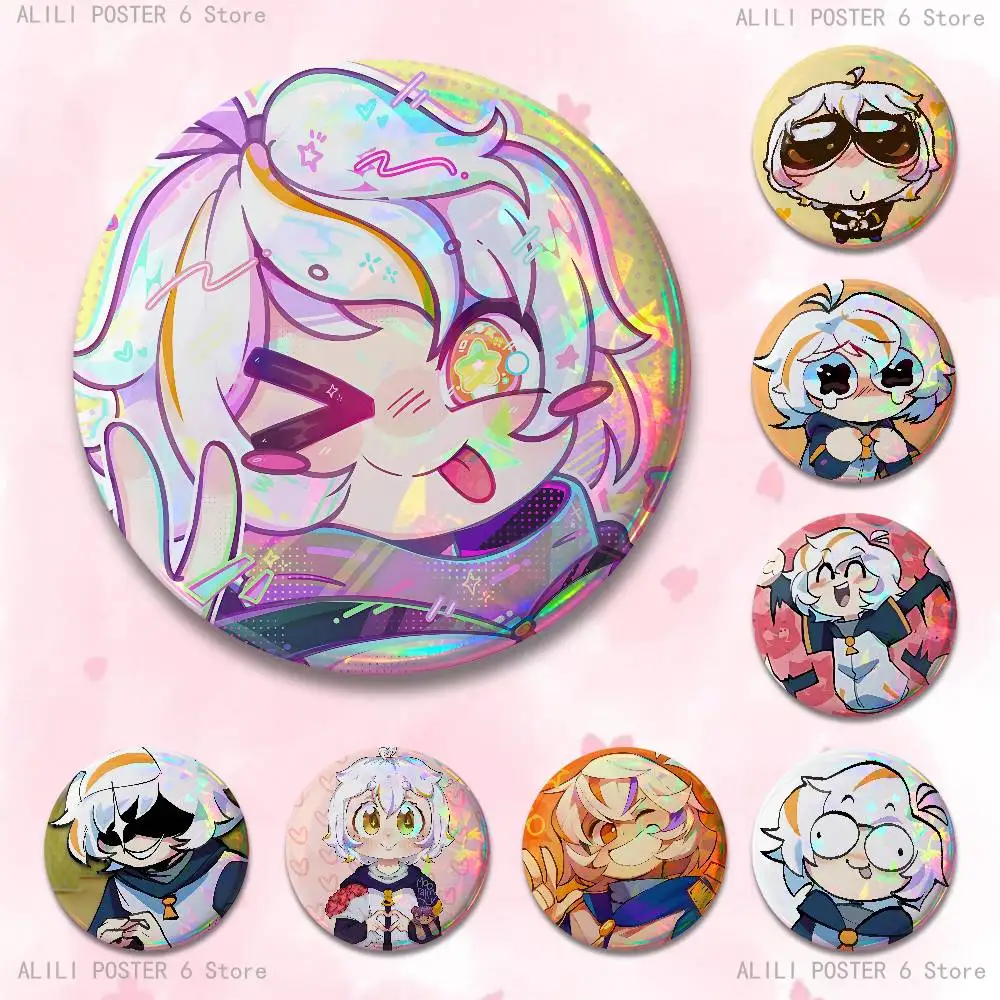 C-Chuy M-Mine 58mm 44mm HD Print Brooch Badges Pretty Derby Round Display Brooches Lapel Pins