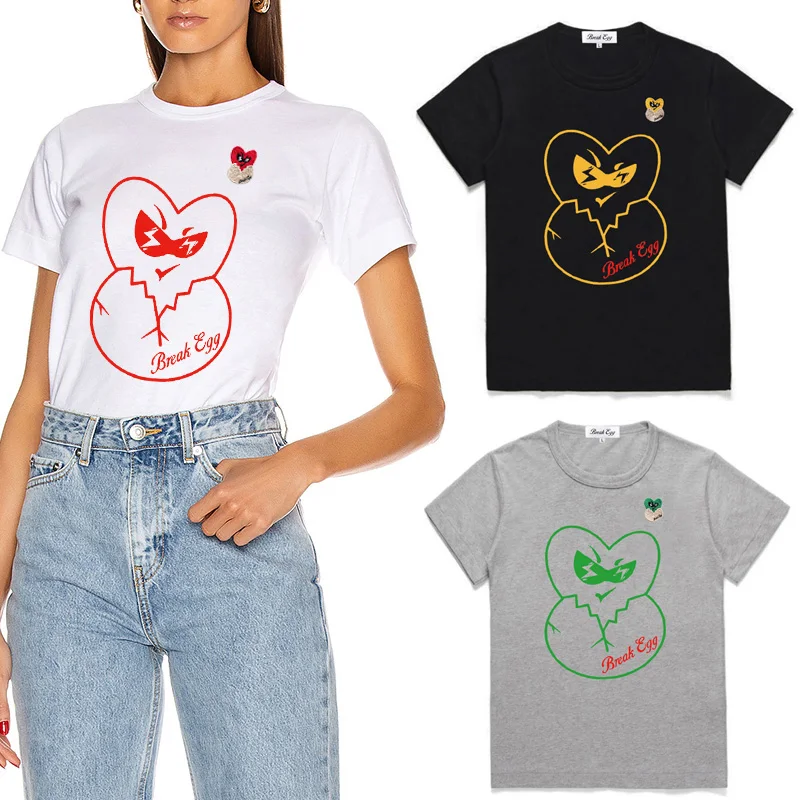 Футболка Мужская/женская с вышивкой в виде сердец и яиц Футболка Мужская/женская с вышивкой в виде сердец и яиц