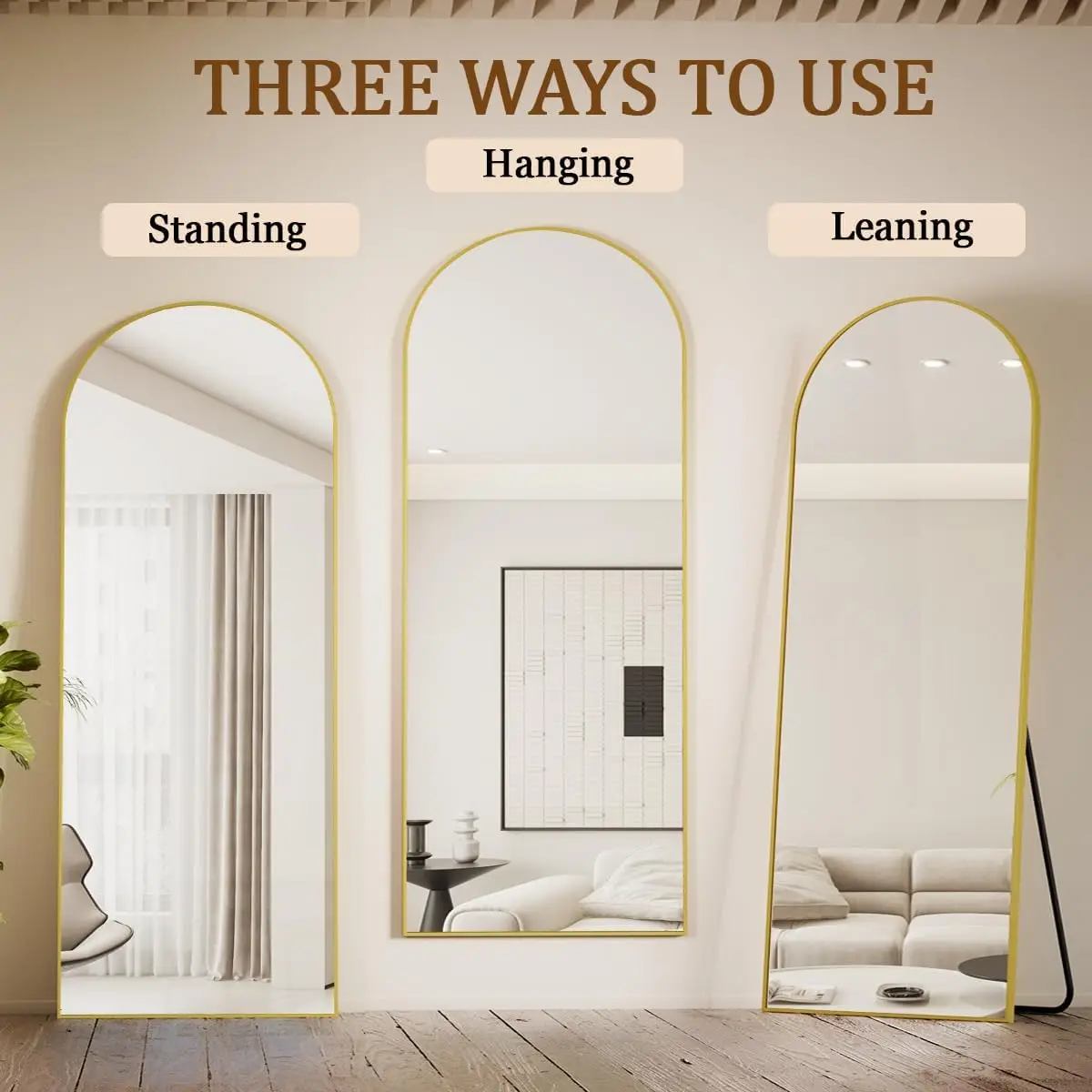 Arched Full Length Mirror, 71"x26" Full Body Floor Mirror Standing Hanging or Leaning Wall, Full Body Mirror with Stand