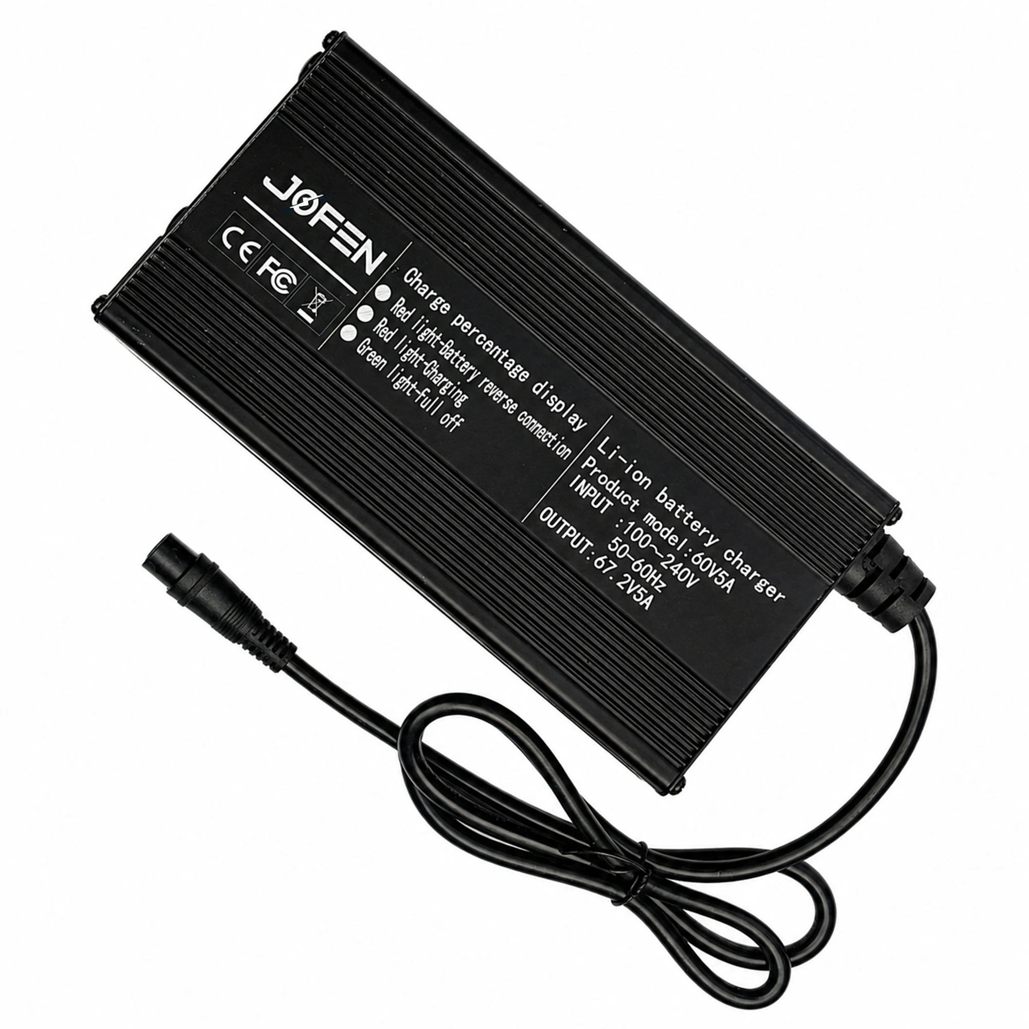 60V 5A Elektroroller-Ladegerät 67,2V 5A Ausgang Universelles Schnellladegerät Lithium-Batterie Netzteil 100-240V AC EU US Stecker – Detail 2