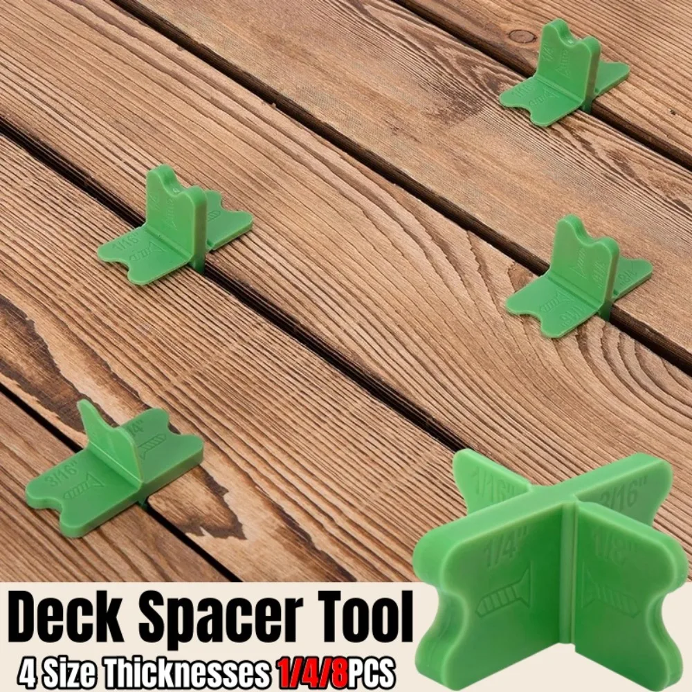 1-8PCS Deck Spacer Tool Set 4 Size Gap Green Deck Spacers Reusable Wood Composite Decking Installation Alignment Leveling Gasket