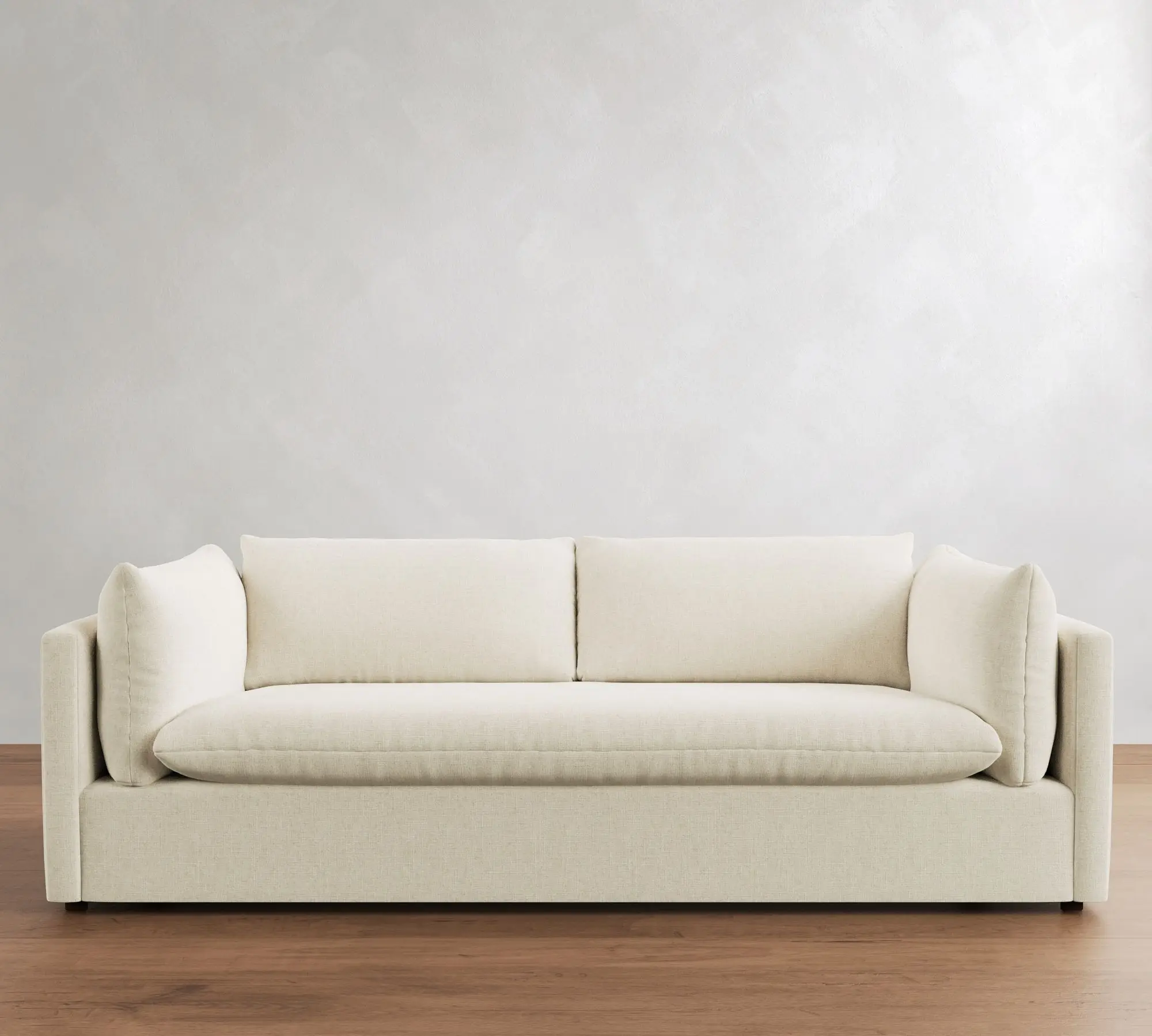 Modern Living Room Square Arm Removable Cylindrical Loose Cushions Down Blend Wrapped Core Solid Wood Frame Compressed Sofa