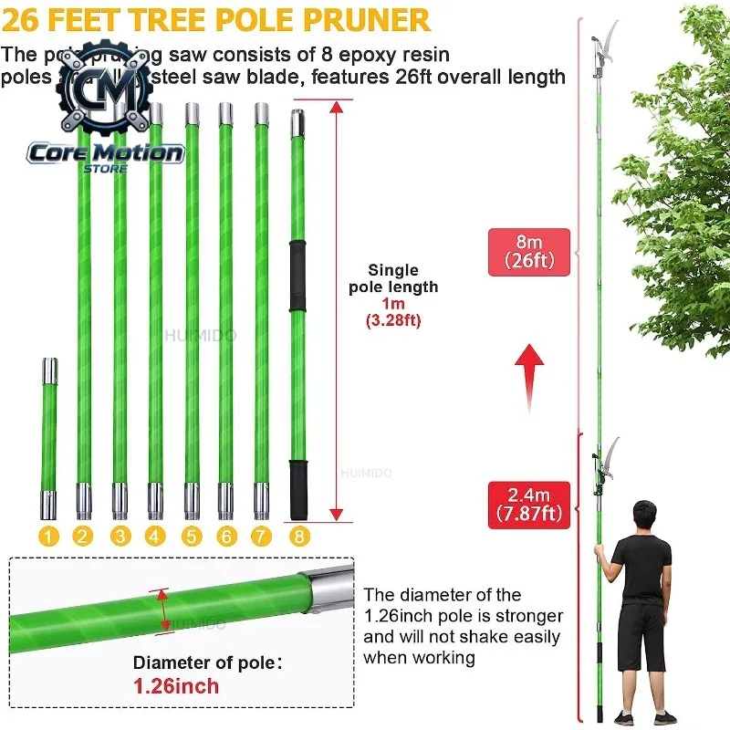 8M High Altitude Branch Trimmer Garden Tool Expansion Combination Rod Professional Branch Pruning Saw Scissors Manual Tools