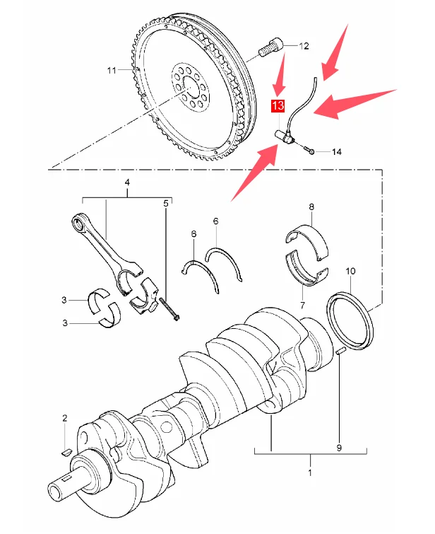7L5905381 95560638100 95560638101 مستشعر موضع العمود المرفقي لـ 9PA Porsche Cayenne 2003-2006