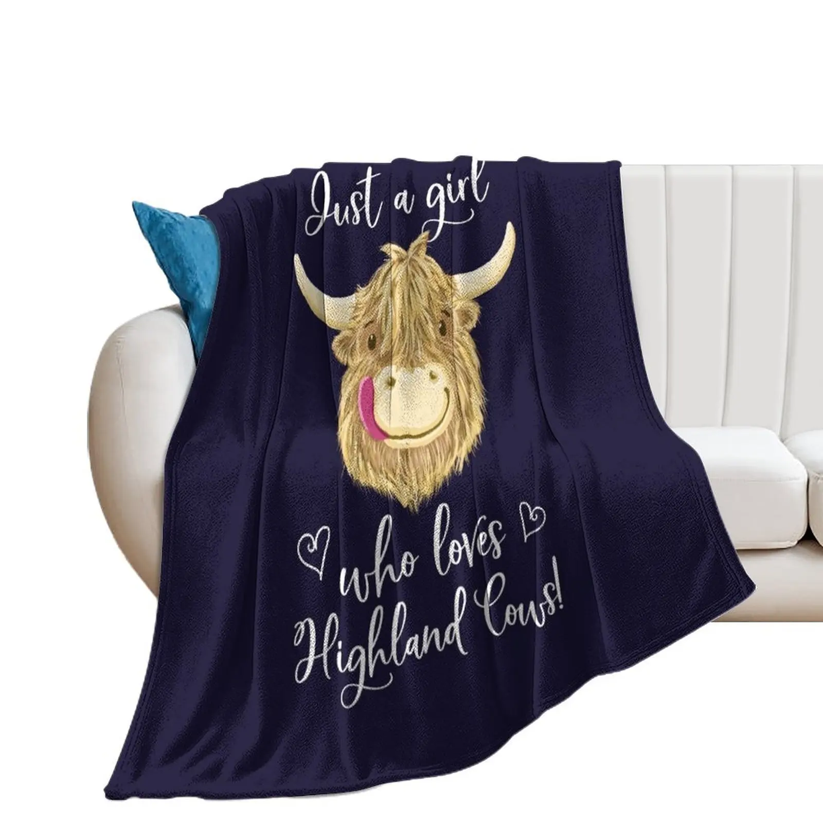 Just A Girl Who Loves Scottish Highland Cows Throw Blanket Thermals For Travel Travel Blankets