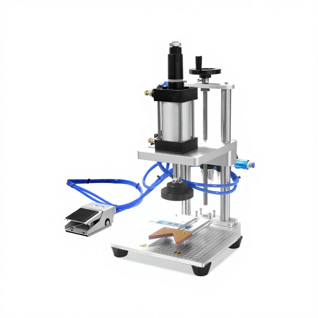 Desktop Small Pneumatic Capping Machine Olive Oil Soy Sauce Cork Snap Cap Sealer PP PET Plastic Stopper Pressing Lid Shampoo