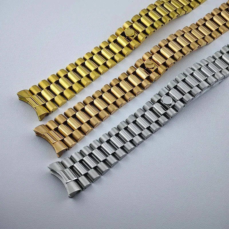20mm 316L Stainless Steel Solid Curved End Screw Links Replacement Wrist Watch Band Bracelet Strap For Rolex President
