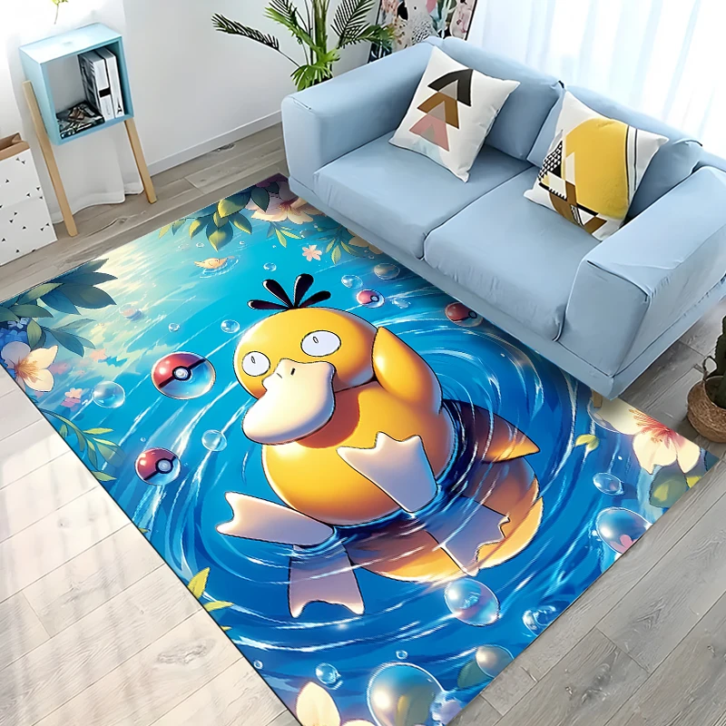 Japanese Anime Pokemon Psyduck Area Rug,Carpet for Living Room Bedroom Sofa Doormat Decoration,Non-slip Floor Mat Tapis