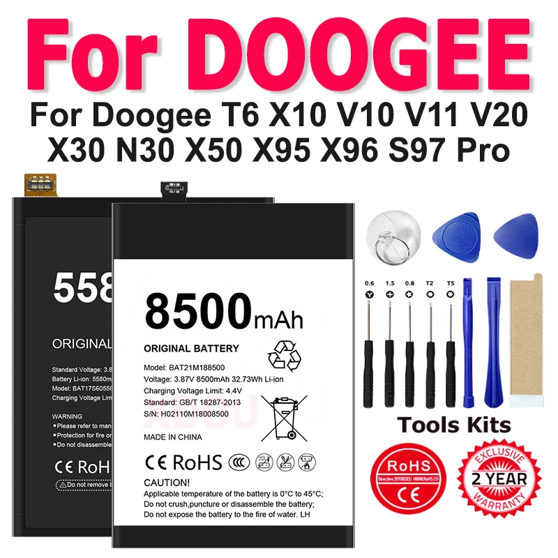 XDOU BAT20X965400 BAT21M188500 BAT2019104350 BAT17613360 Battery For Doogee T6 X10 V10 V11 V20 X30 N30 X50 X95 X96 S97 Pro