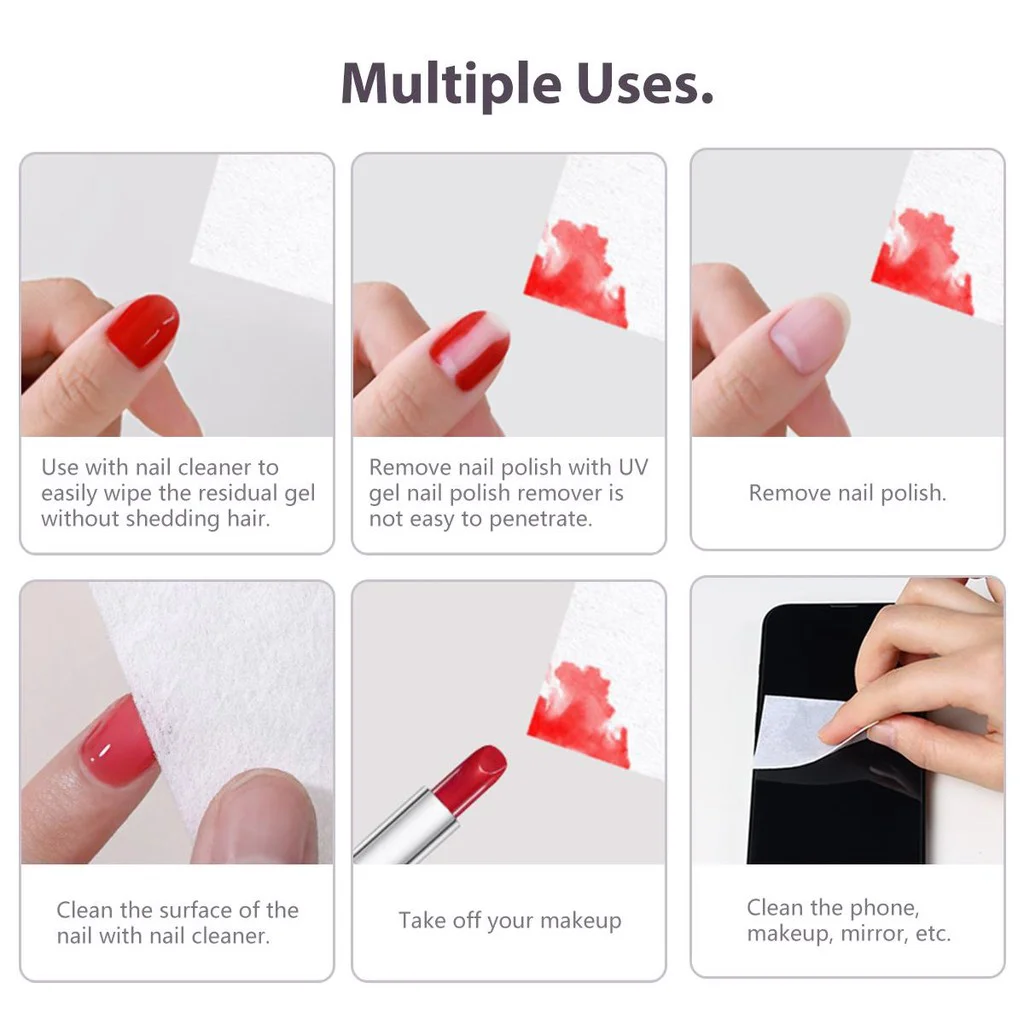 Circa 600 pezzi di cotone Prodotto per unghie senza pelucchi Rimozione gel di cotone per unghie Smalto per unghie in cotone Cotone per unghie