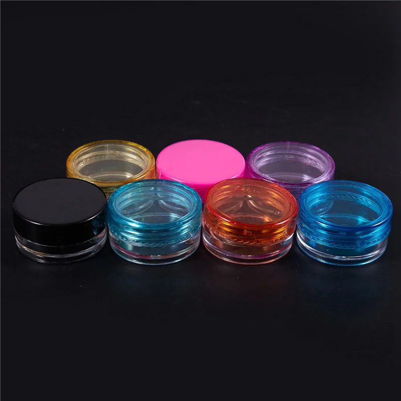 A97G 200 قطعة من البلاستيك وعاء الجرار حاوية مستحضرات التجميل الفارغة مع غطاء لتخزين عينات الكريمات والمكياج، 5 جرام، 10 ألوان